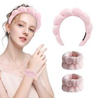 Makeup Headband for Washing Face with Wristband Scrunchies Set 