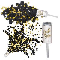 Black paper & Gold plastic Push Up Confetti Poppers 