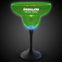 Green Neon LED Pad Printed Margarita Glasses 