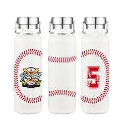 20 Oz. Baseball Design Double Wall Stainless Steel Vacuum Water Bottle w/Stainless Steel Lid 