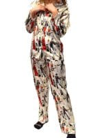 Allover Print Long Sleeve Satin Lounge Set