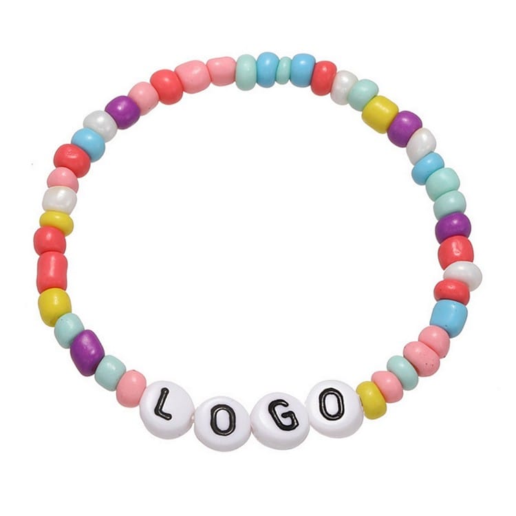 Trendy Colorful Alphabet Bead Bracelet 