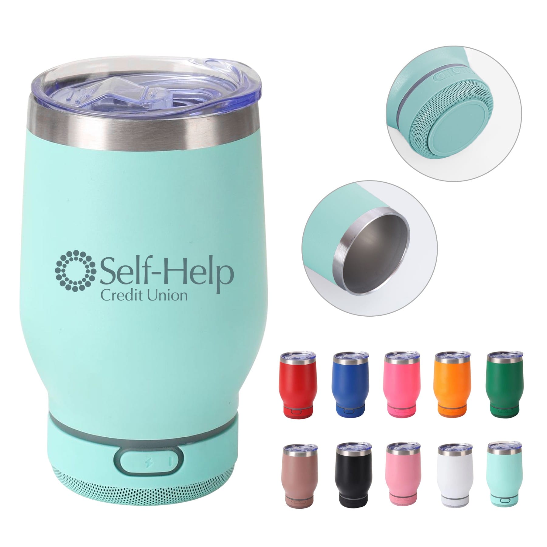 12oz Stainless Steel Tumbler With Straw Built-in Wireless Speaker 