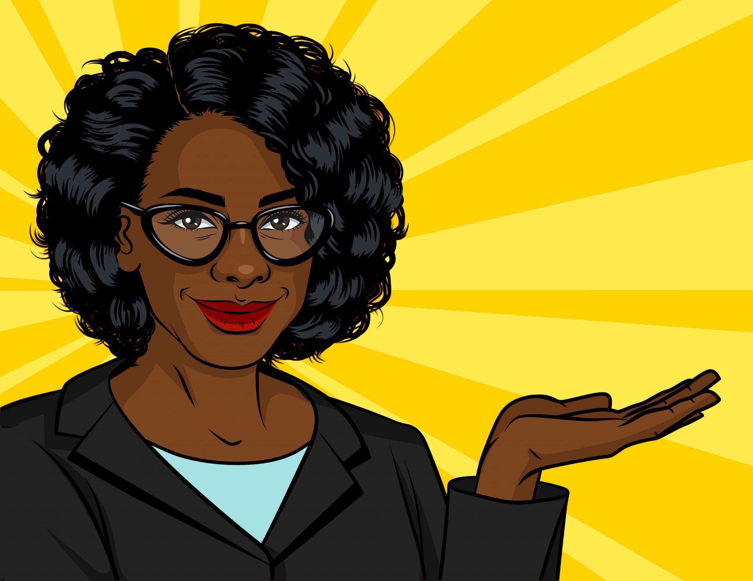 a satisfied person holding out their hand