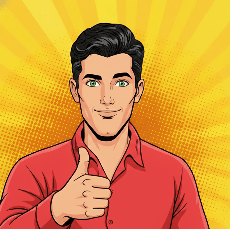 pop-art man giving a thumbs up and a smile