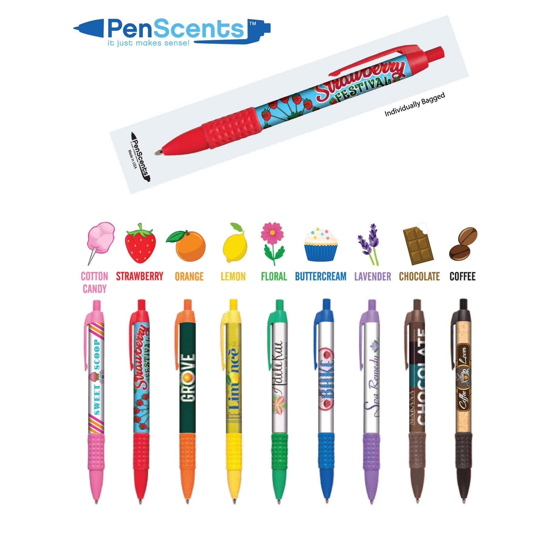 PenScents® Scented Pens - CMYK Full Color Imprint (Individually Bagged) 