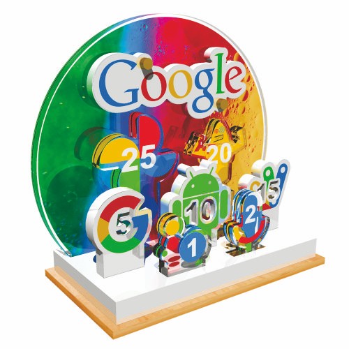 colorful award showcasing Googles employee anniversarys
