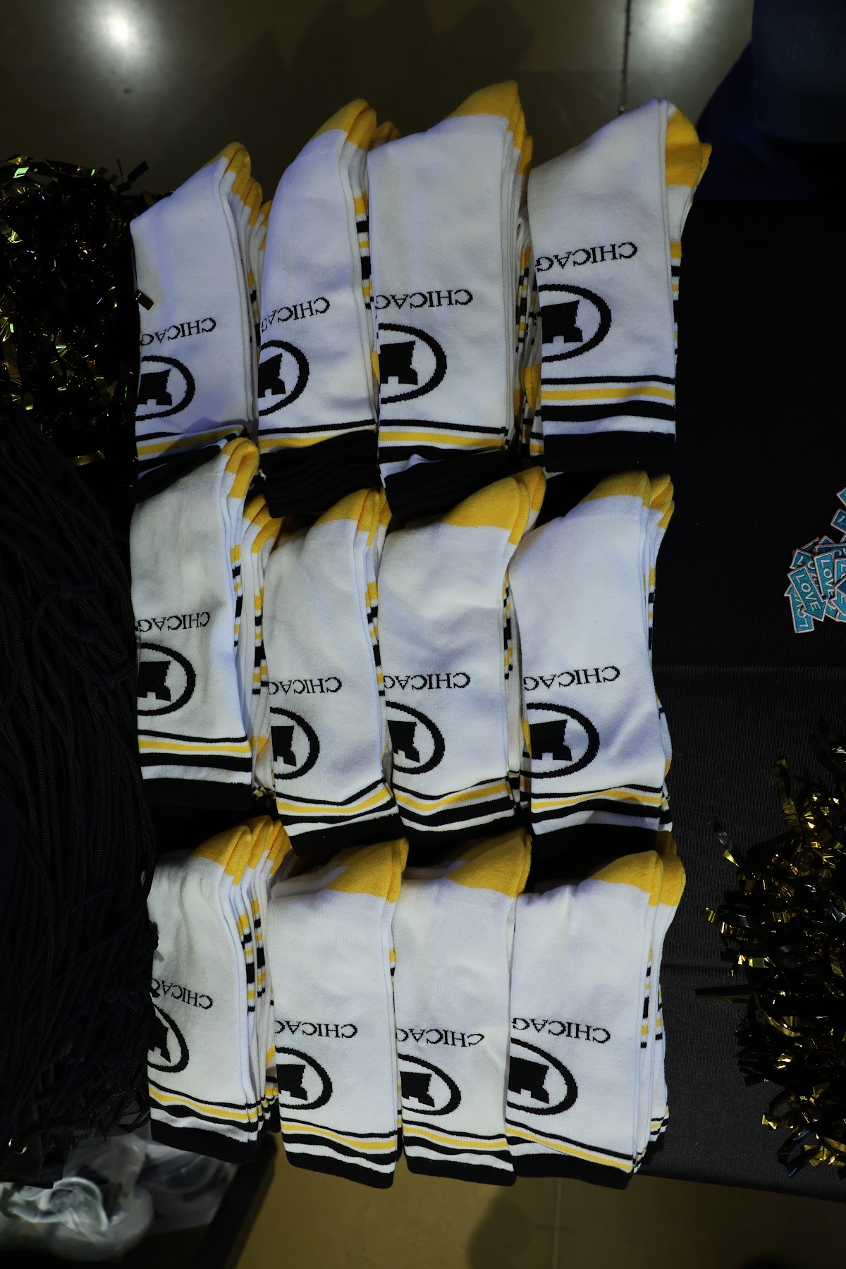 sock bar showing custom socks for in person events