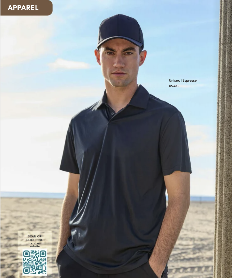 CoffeeThread Decaf Polo Shirt in espresso 100% S.Café poly moisture-wicking UPF 50 performance polo