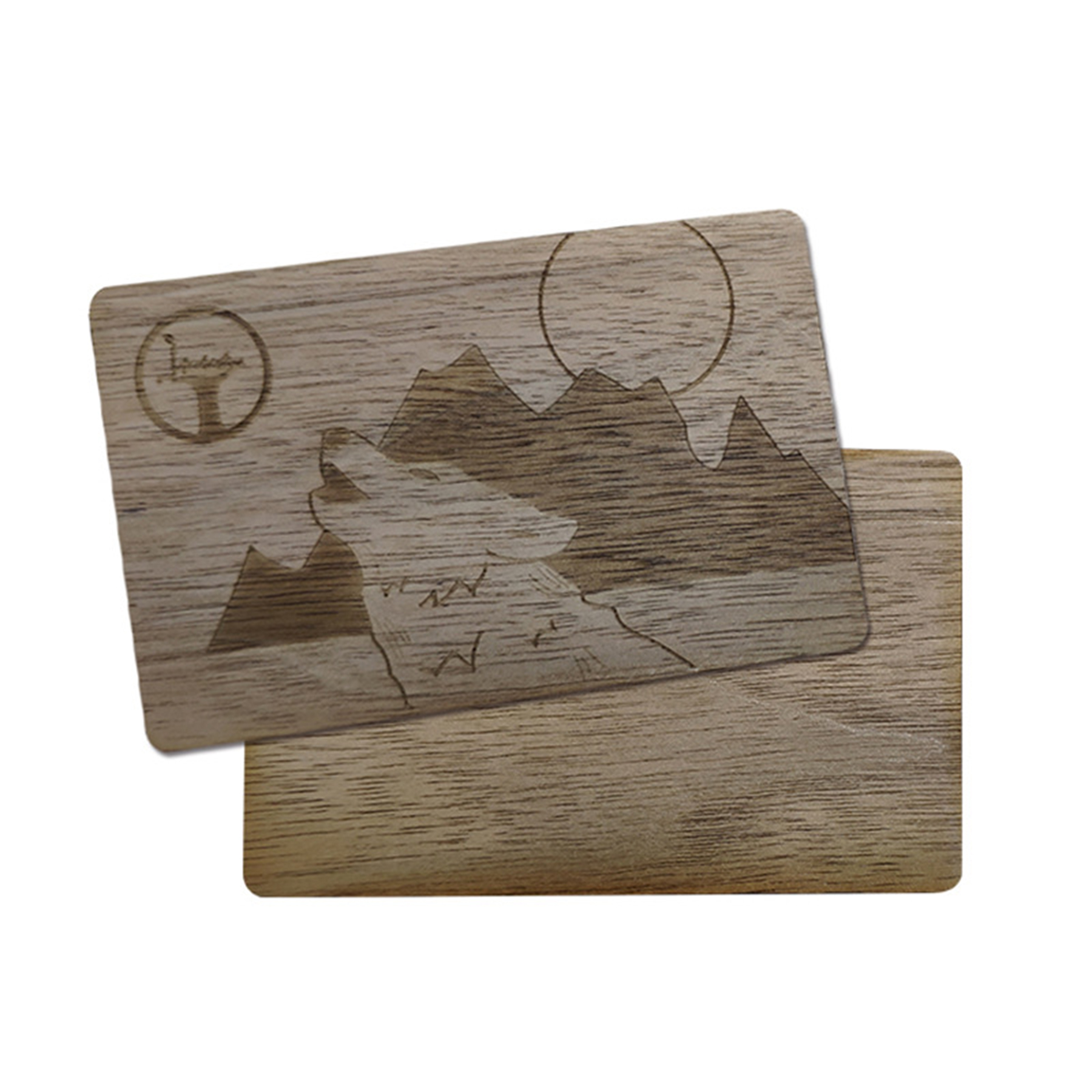 black walnut NFC business cards with laser-engraved branding and logo for eco-conscious networking