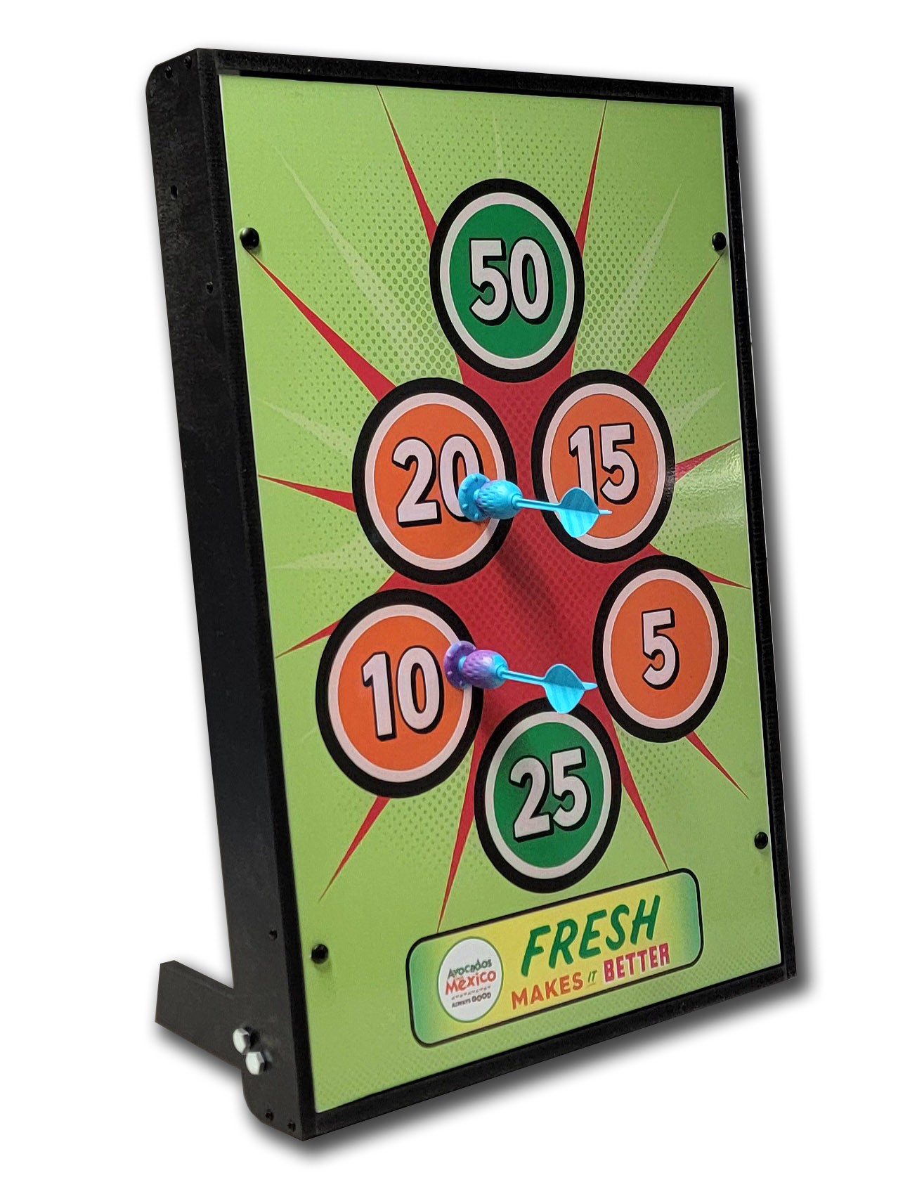 Fresh branded 24 inch custom dart toss game with full color printed surface and suction darts