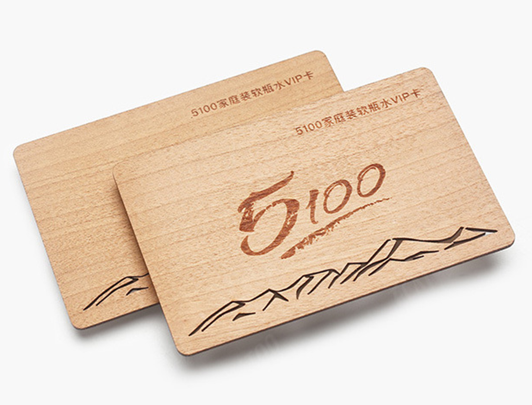 Maple wood NFC business cards with engraved custom branding for sustainable professional networking