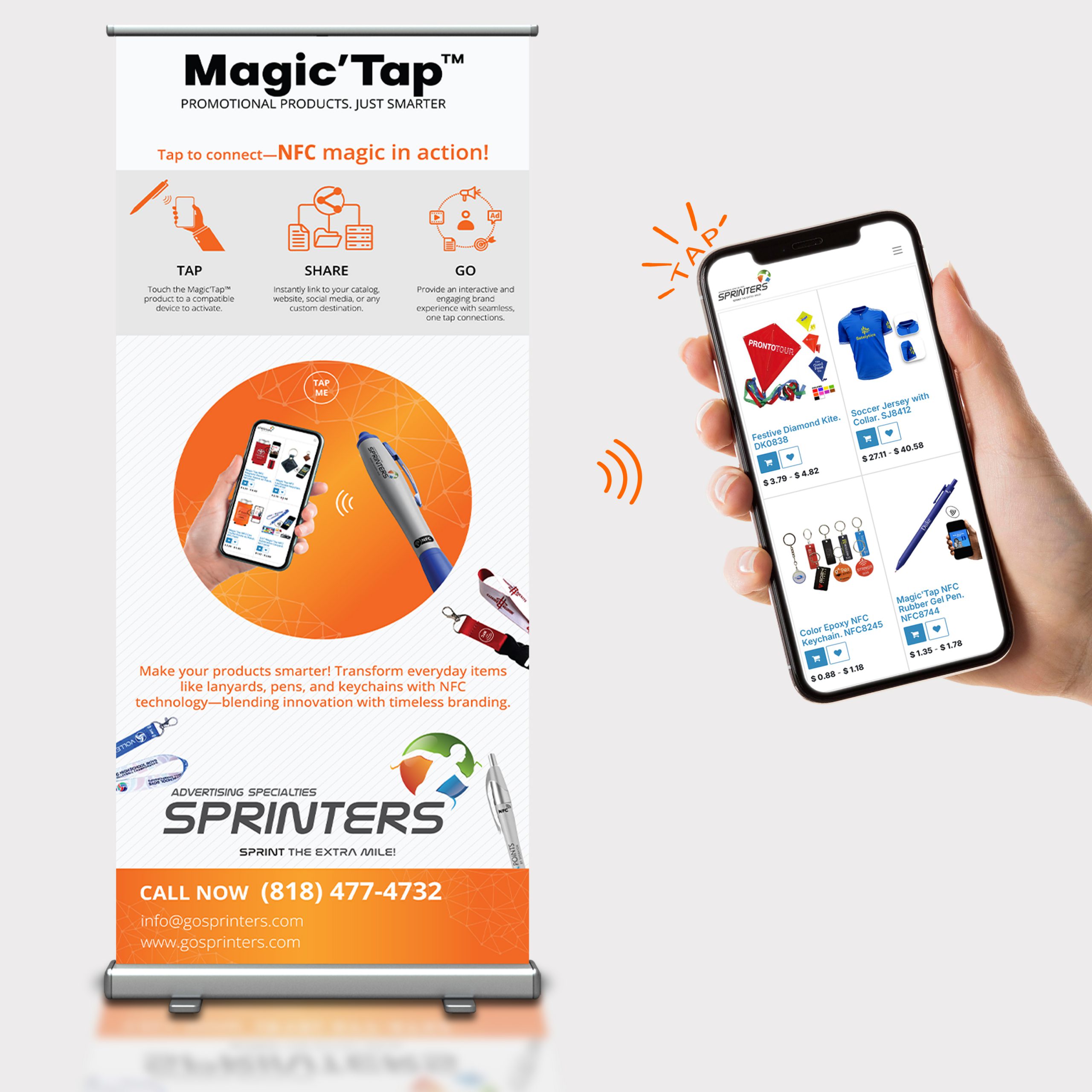 NFC retractable banner for trade show marketing