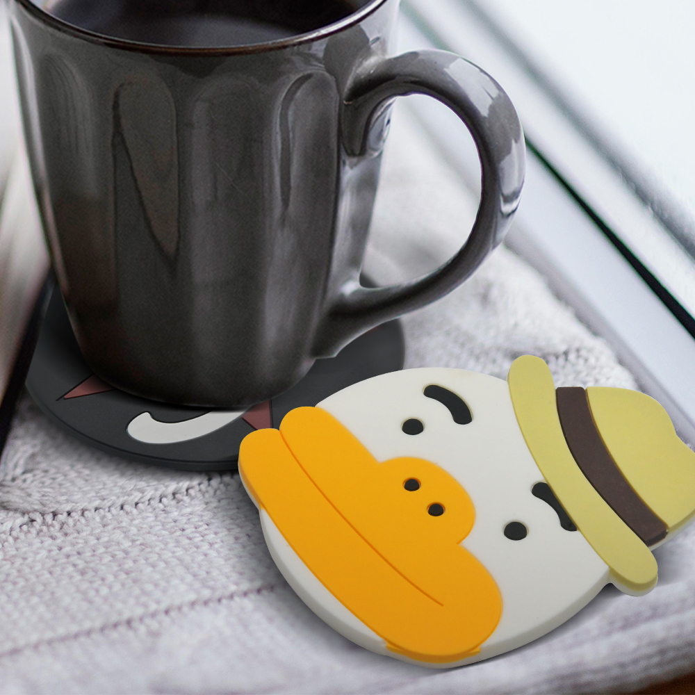 Custom die-cut PVC coaster in novelty shape for branded bar accessories program