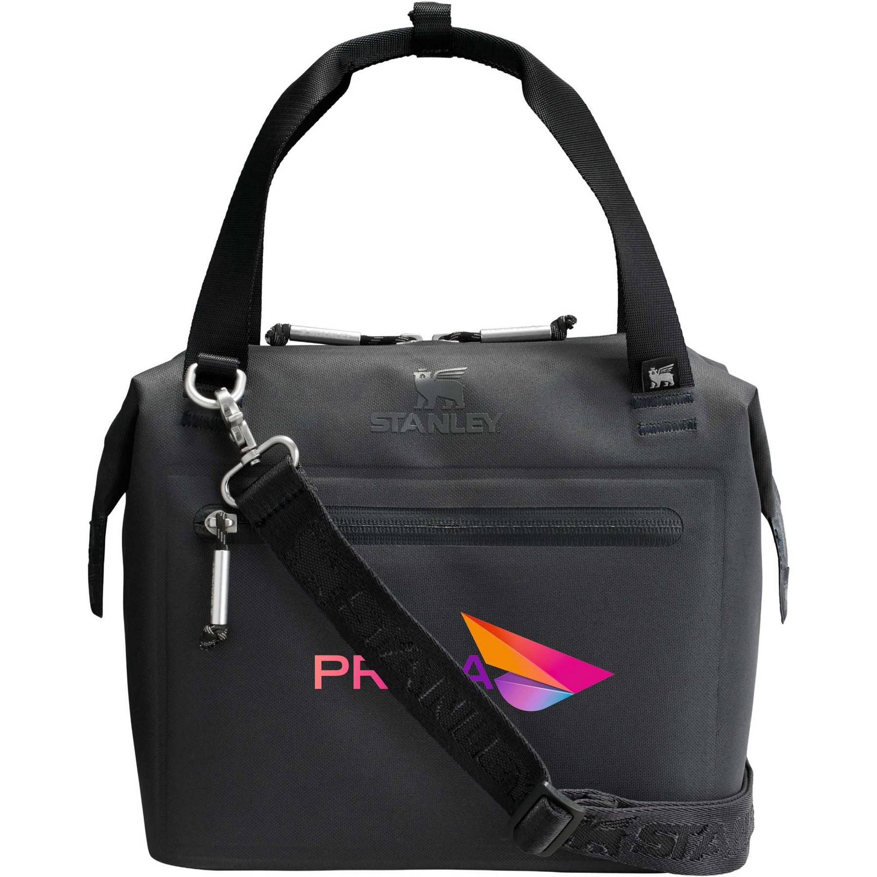 Custom branded Stanley cooler Julienne Mini 10 Can Cooler in black with Prima company logo on the front panel
