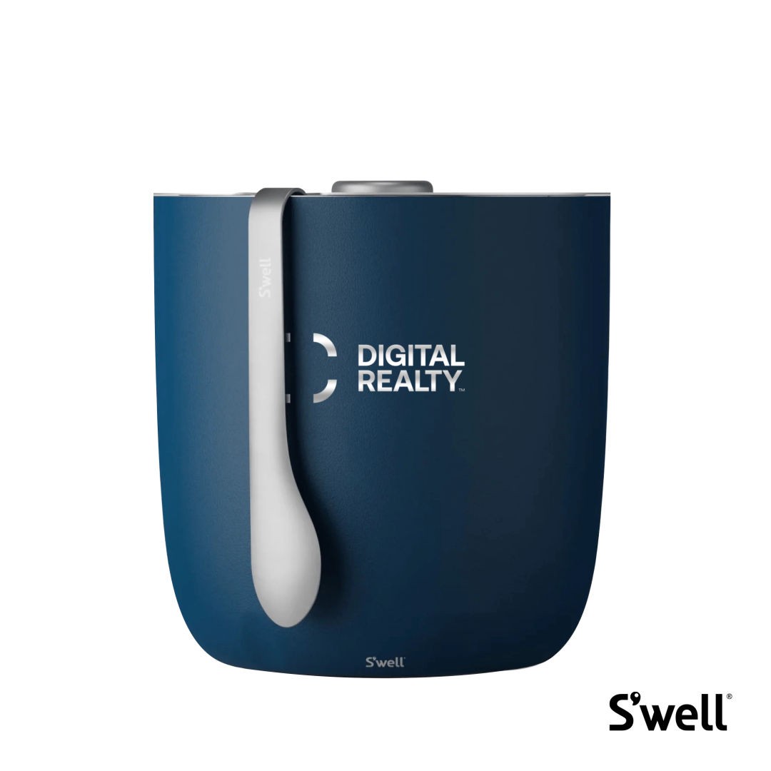 Custom branded S'well ice bucket with tongs for corporate and hospitality gifting