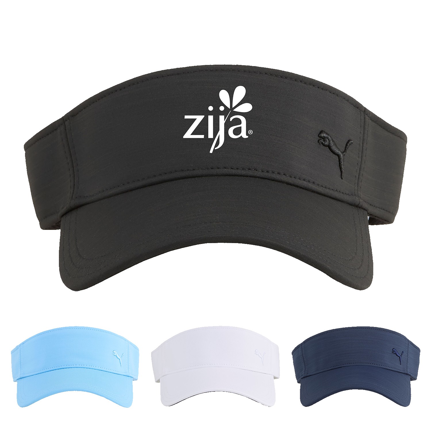 Visor in black with custom logo embroidery for golf events