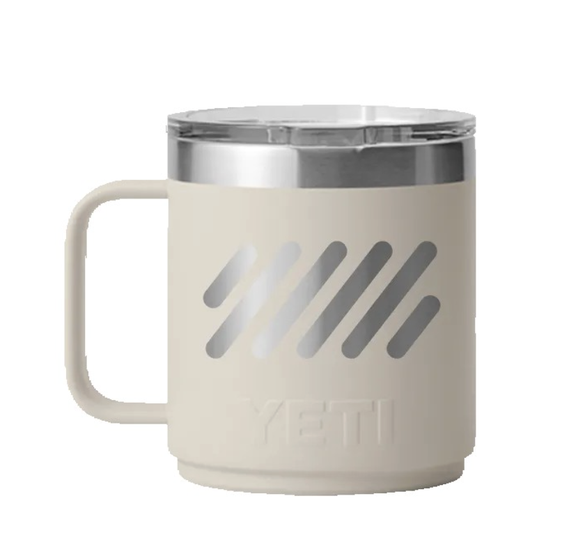 Yeti Rambler stackable custom coffee mug available with no minimum order