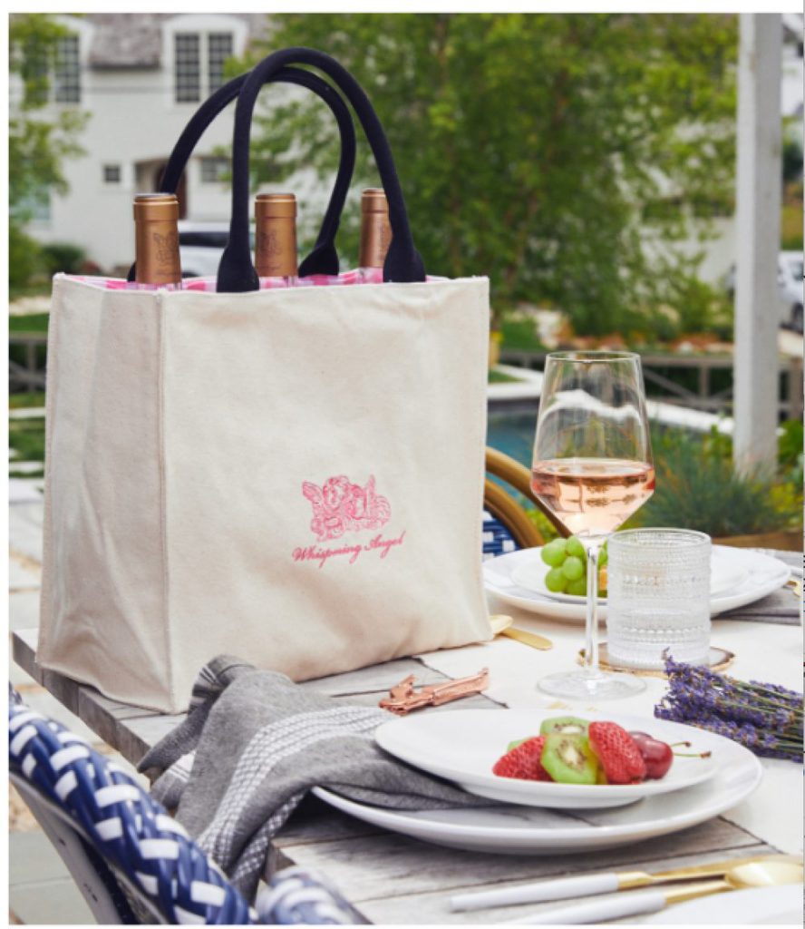 Custom Whispering Angel wine tote