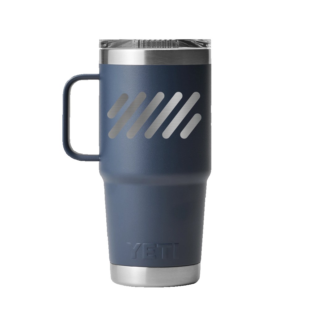 Custom branded Yeti travel mug with Stronghold lid for client corporate gifts