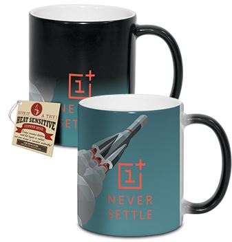 Classic Reveal color changing custom coffee mug showing a hidden company logo
