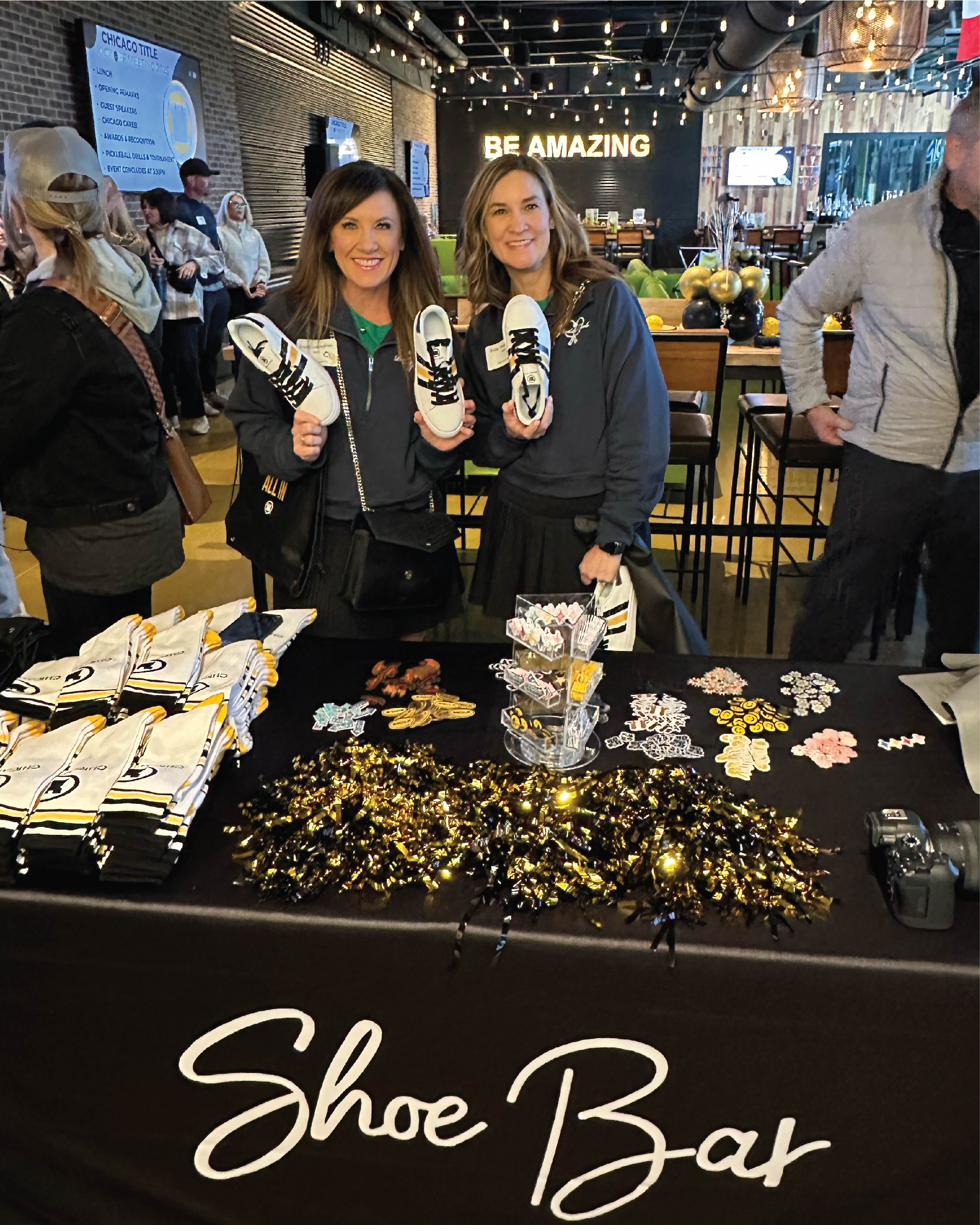 Staff and guests with custom sneakers at SOBO's on-site shoe bar experience