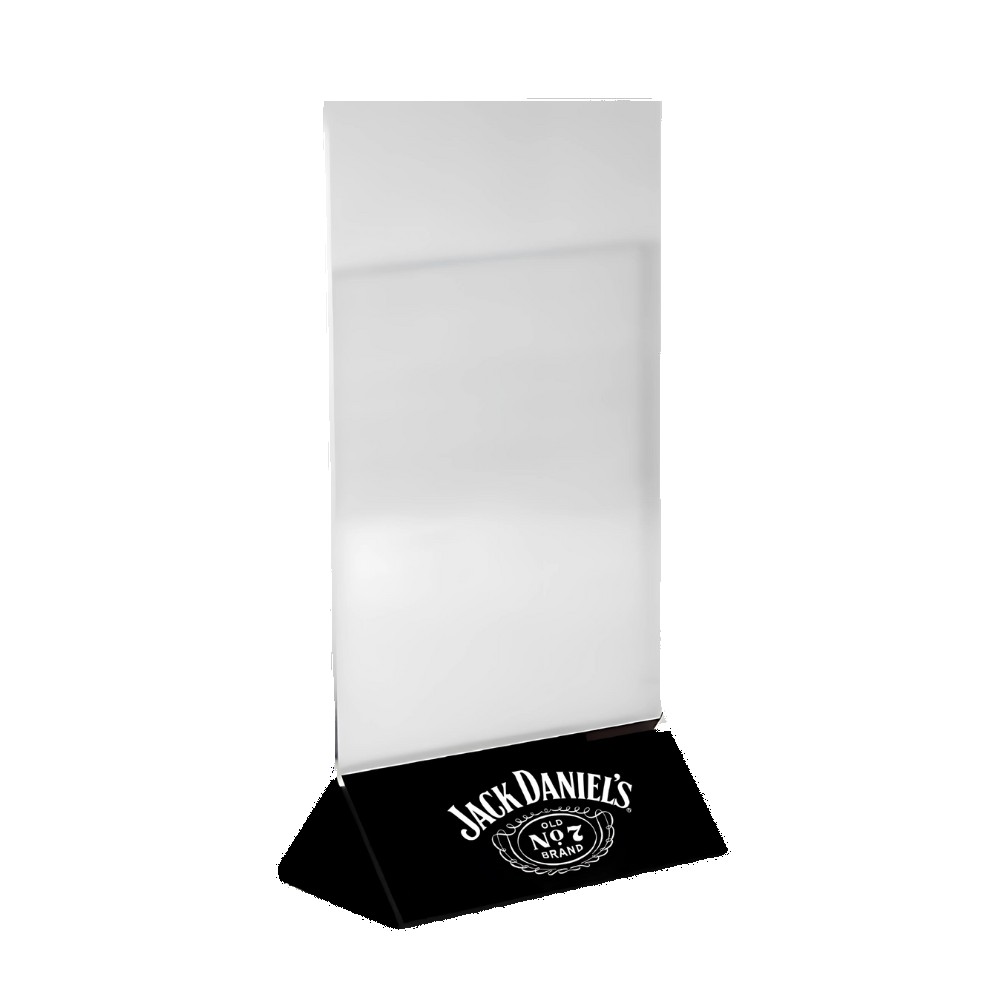 Acrylic table tent sign holder with easy card replacement for QR codes
