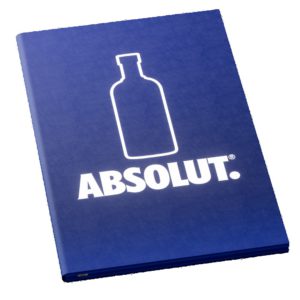 Blue illuminated menu cover with built-in LED for dim restaurant lighting