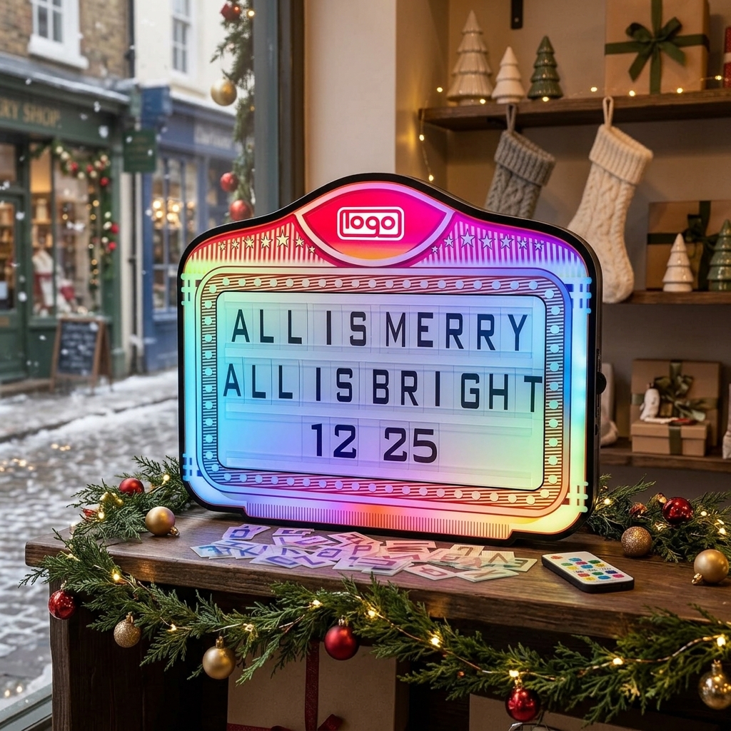 Glowing rainbow acrylic LED sign with customizable letters, numbers, and remote control.