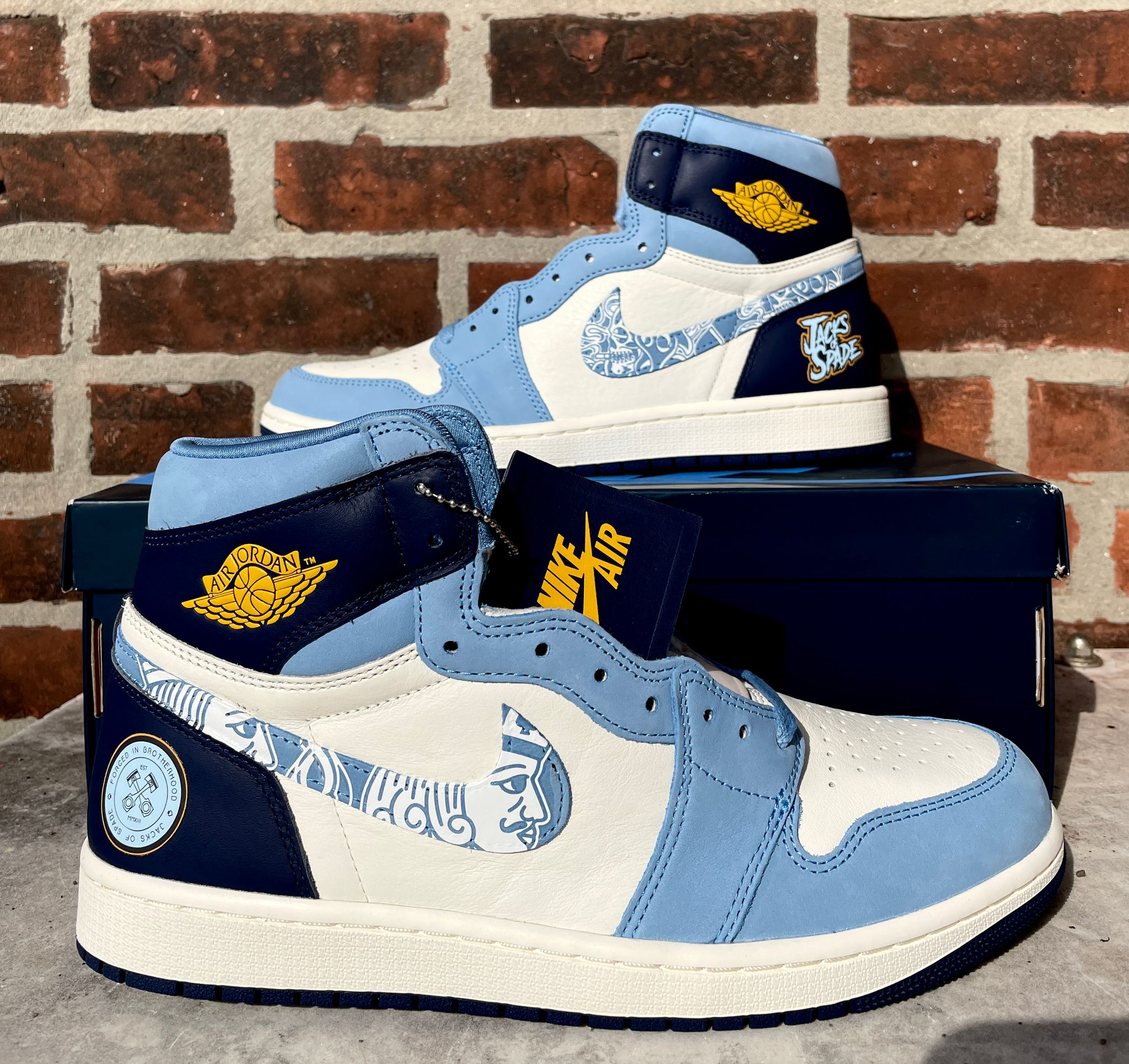 Custom Nike Air Jordan sneakers with heat-transfer Swoosh decoration as a corporate award
