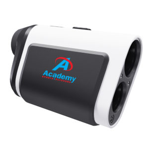 Black Precision Pro golf rangefinder with custom imprint