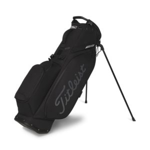 Black Titleist waterproof golf stand bag with embroidered company logo
