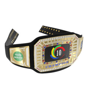Vibraprint Ultimate Championship Belt corporate award in gold and black finish