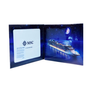 Custom LED audio greeting card direct mailer with light-up cover design