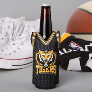 USA-made basketball jersey-style bottle sleeve in full color dye sublimation