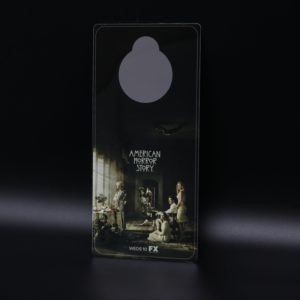 Metal hotel door hanger finished with a full color 4CP printed image