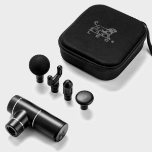 Reverb handheld massage gun kit with attachments and zippered travel case