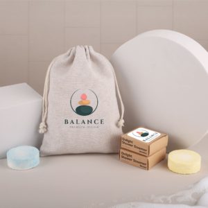 Shower steamer set in jasmine, lavender, and ocean scents for employee gifting