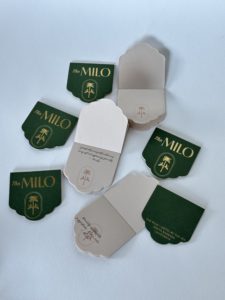 The Milo Hotel custom die-cut notepad featuring inspirational quotes for guest rooms