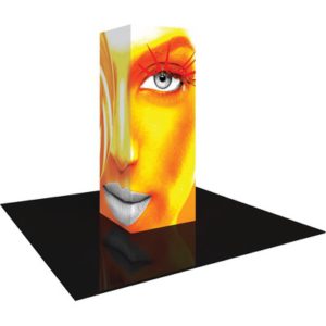Backlit modular tower displays that add height and light to a trade show booth design