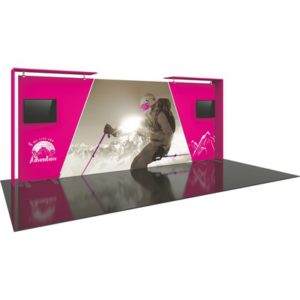 Modular fabric backwall kits with monitor mounts for 10x10 and 10x20 trade show booths