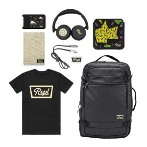 The Onboard Bundle with tech bag, headphones, speaker, journal, and custom t-shirt